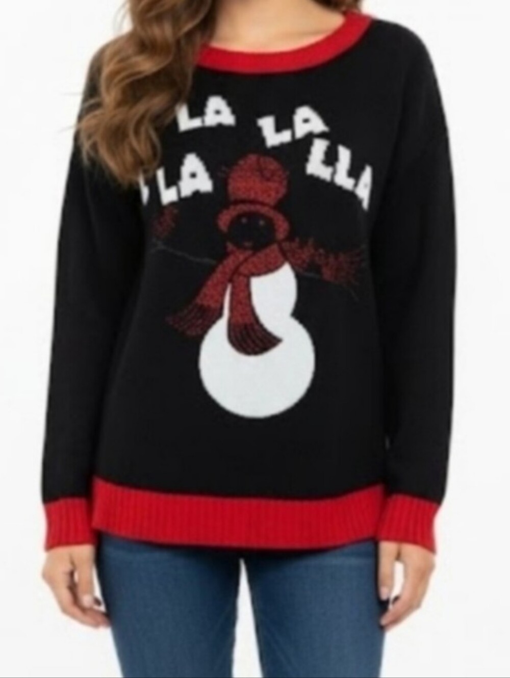 New York Laundry Holiday Classics Ugly Christmas Sweater Llama Glitter Large